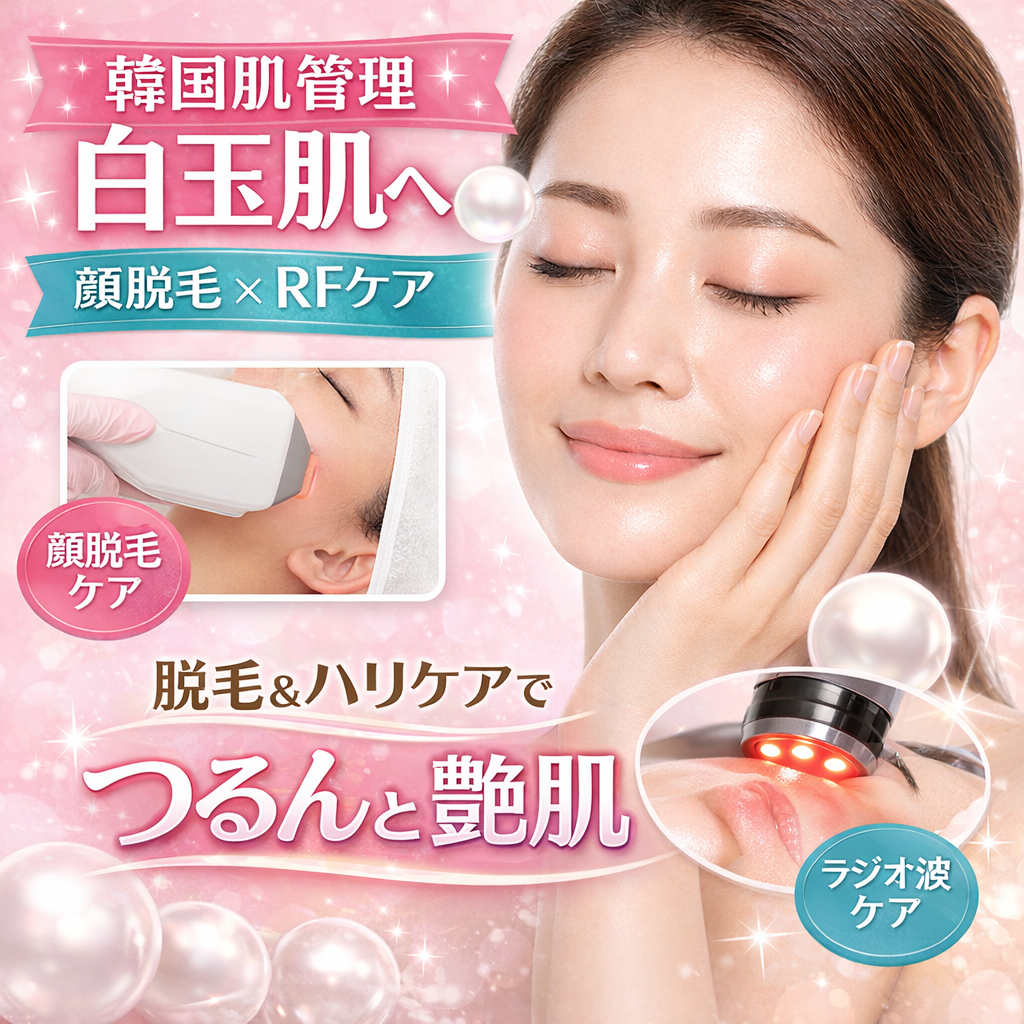 韓国肌管理★顔脱毛×RFで白玉ツヤ肌